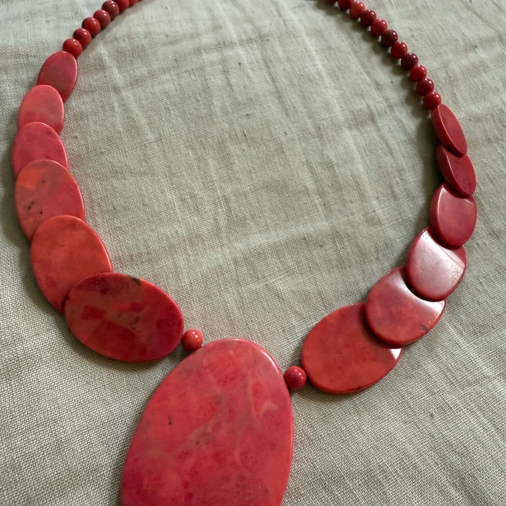 Jay King DTR Signed Coral and Sterling Silver 925 Necklace